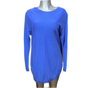 Talbots Cotton/Cashmere Tunic Sweater Ski Blue Contemporary Minimalist Office L